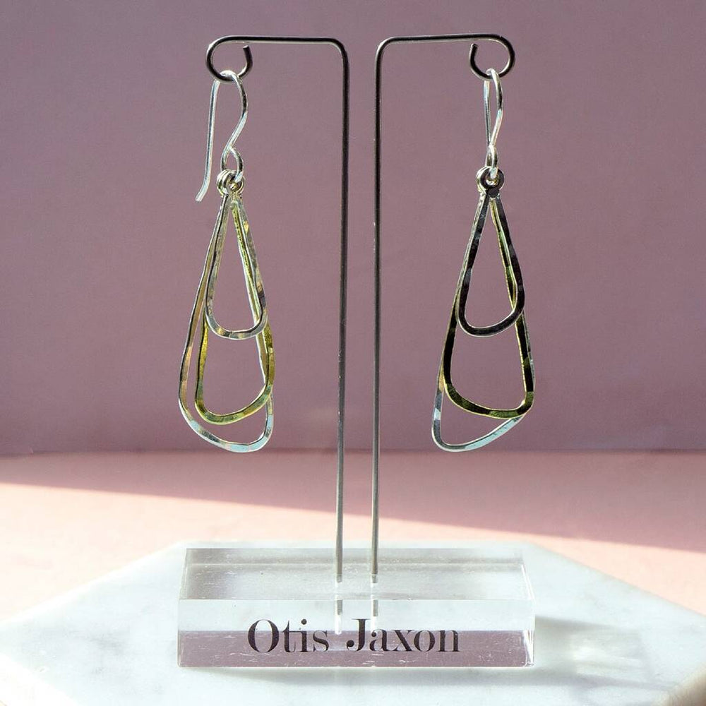 Triple Triangle Silver and Gold Dangle Earrings - Otis Jaxon Silver Jewellery