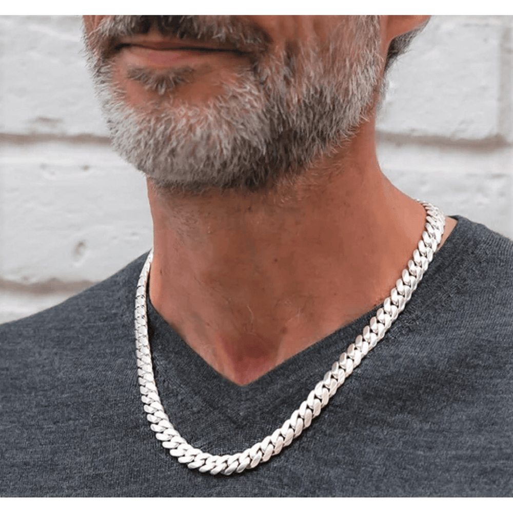 Mens Chunky Silver Chains Solid Sterling Silver Mens Curb Chain