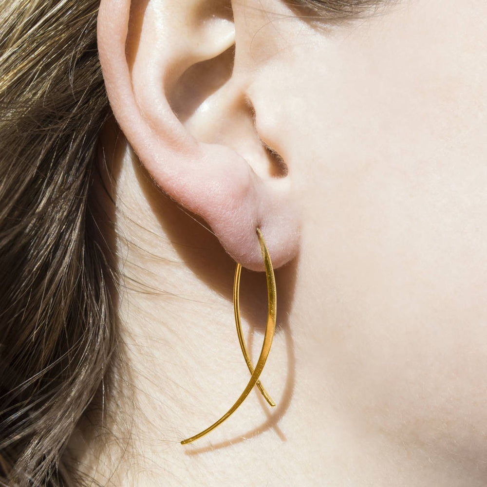 Gold Sterling Silver Wishbone Threader Earrings