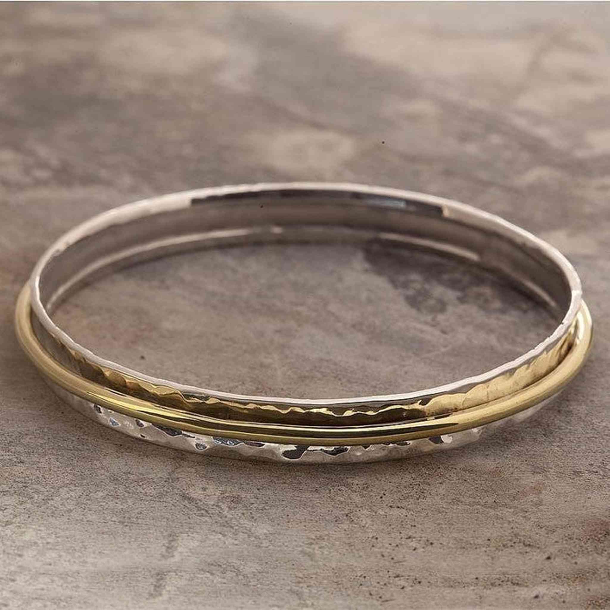 Textured Sterling Silver Bangle with Contrasting Band – Otis Jaxon