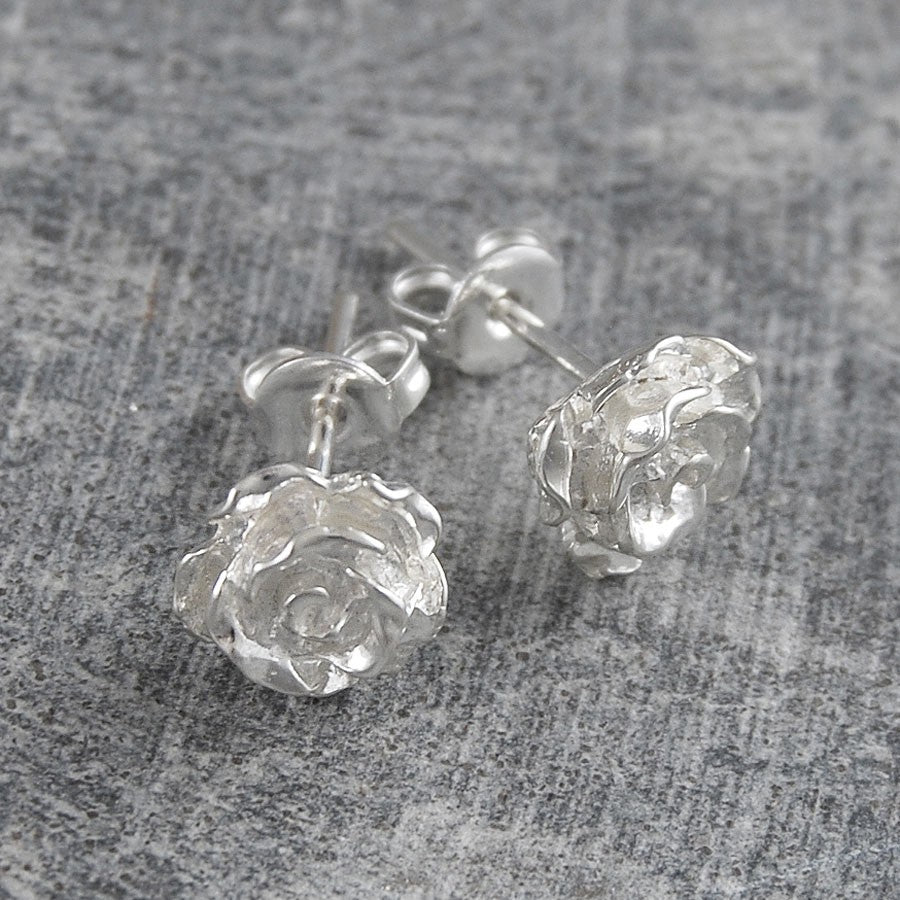 
            
                Load image into Gallery viewer, Silver Rose Flower Stud Earrings - Otis Jaxon Silver Jewellery
            
        