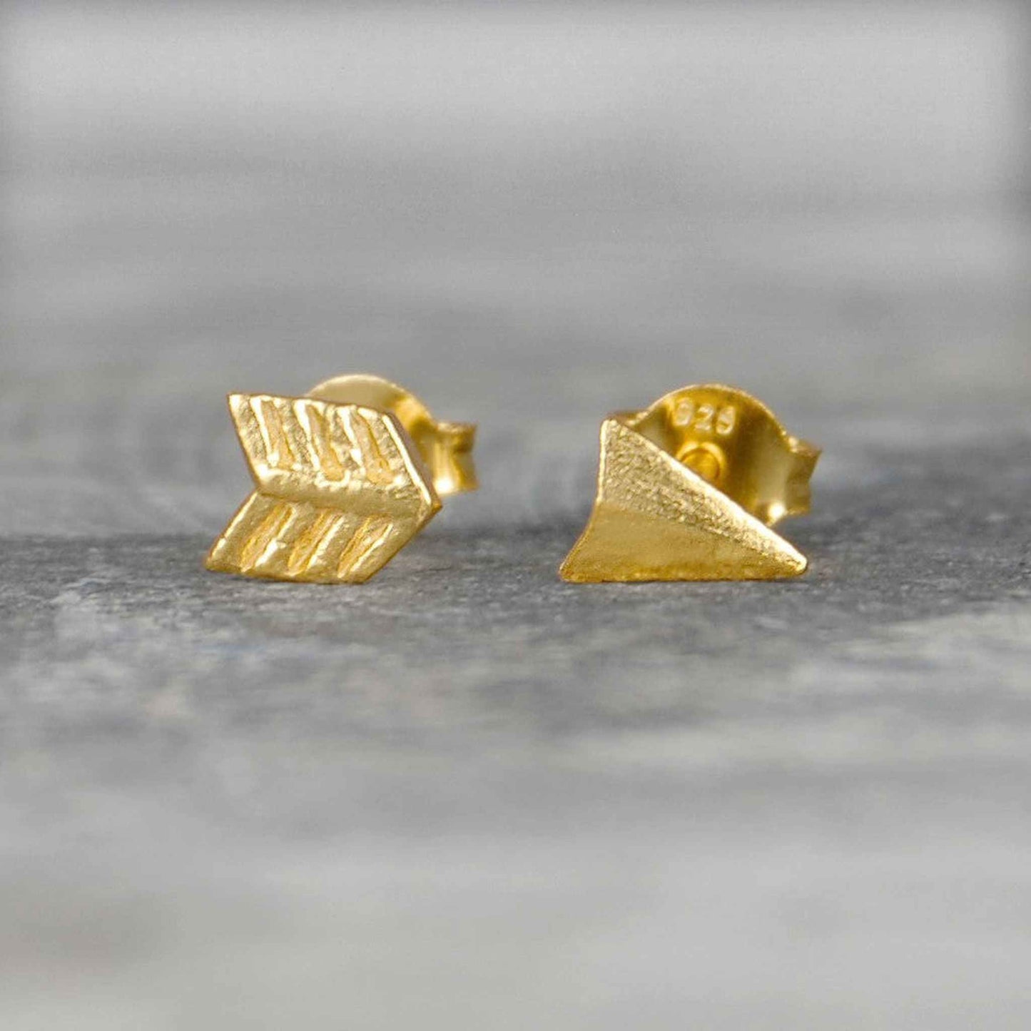 Gold Arrow Stud Earrings - Otis Jaxon Silver Jewellery