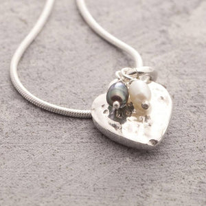 
            
                Load image into Gallery viewer, Organic Silver Heart Pendant Necklace with Pink and White Pearls - Otis Jaxon Silver Jewellery
            
        