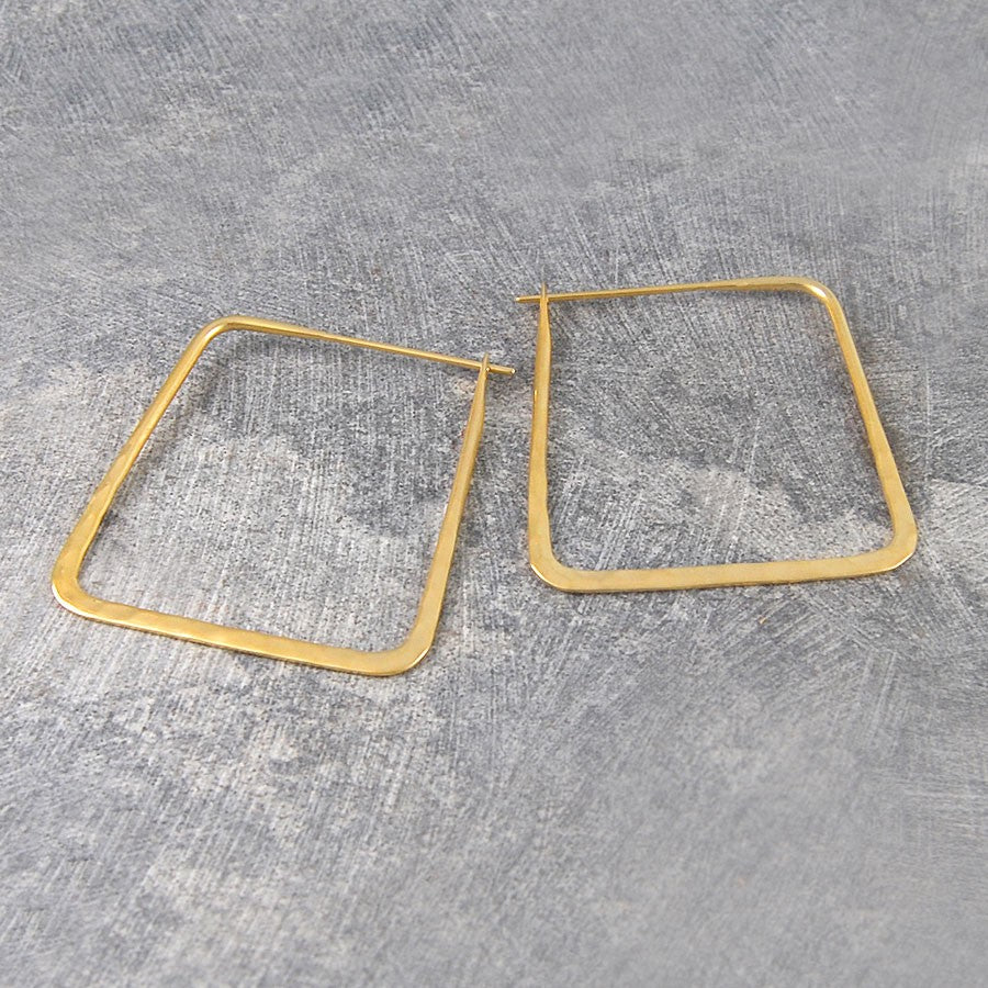 Small Square Hammered Gold Hoop Earrings - Otis Jaxon Silver Jewellery