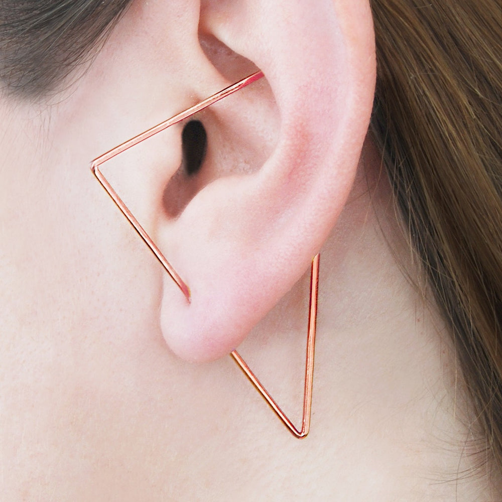 
            
                Load image into Gallery viewer, Rose Gold Triangle Ear Cuffs - Otis Jaxon Silver Jewellery
            
        