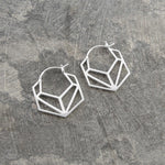 Hexagonal Geometric Silver Hoop Earrings - Otis Jaxon Silver Jewellery