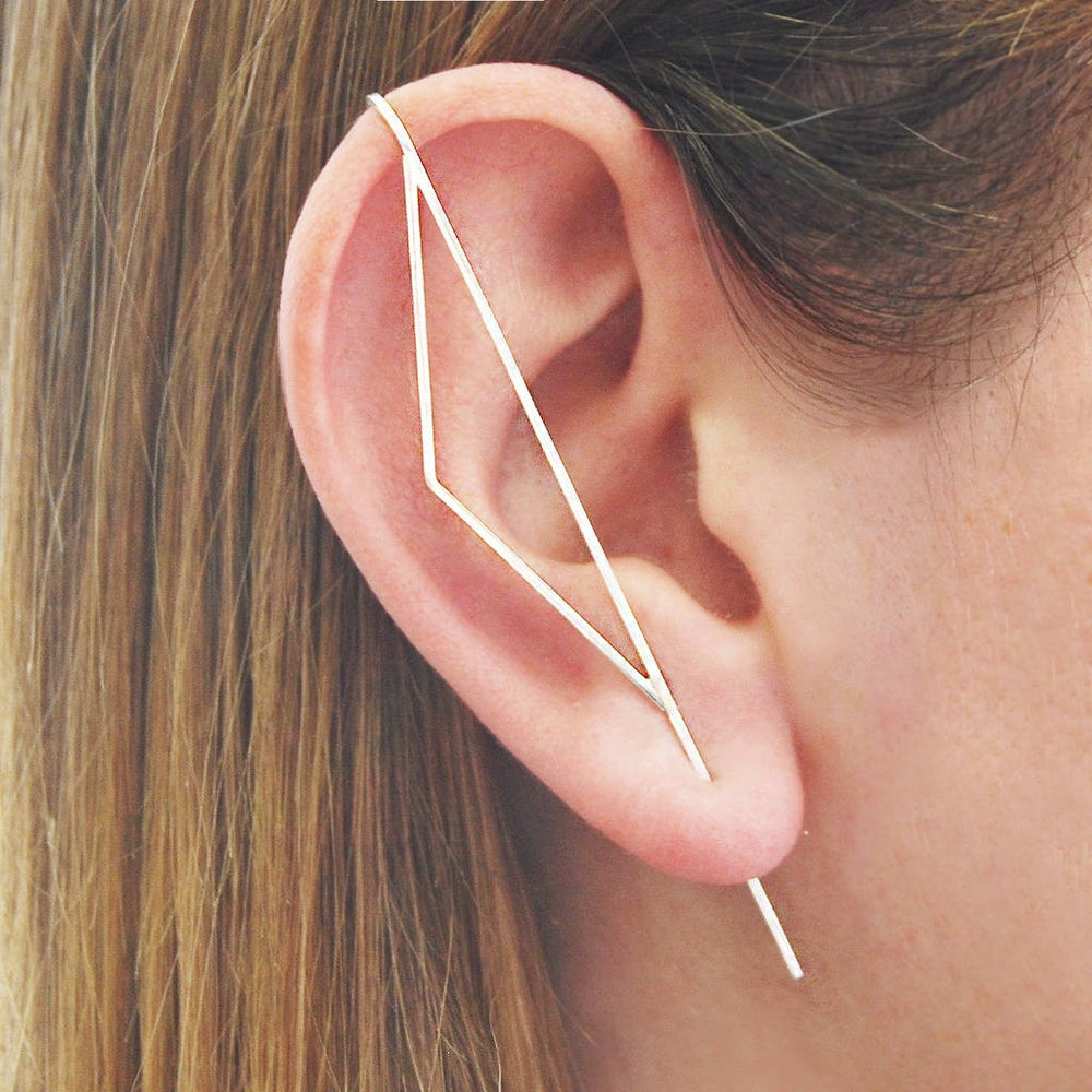 Sterling Silver Triangle Ear Climbers - Otis Jaxon Silver Jewellery