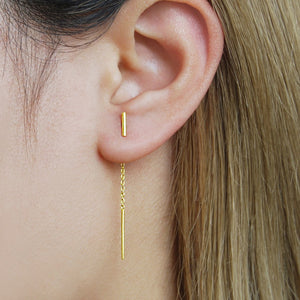 Bar Gold Threader Earrings - Otis Jaxon Silver Jewellery