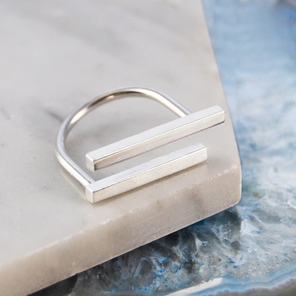 Horizontal Bar Geometric Silver Ring - Otis Jaxon Silver Jewellery