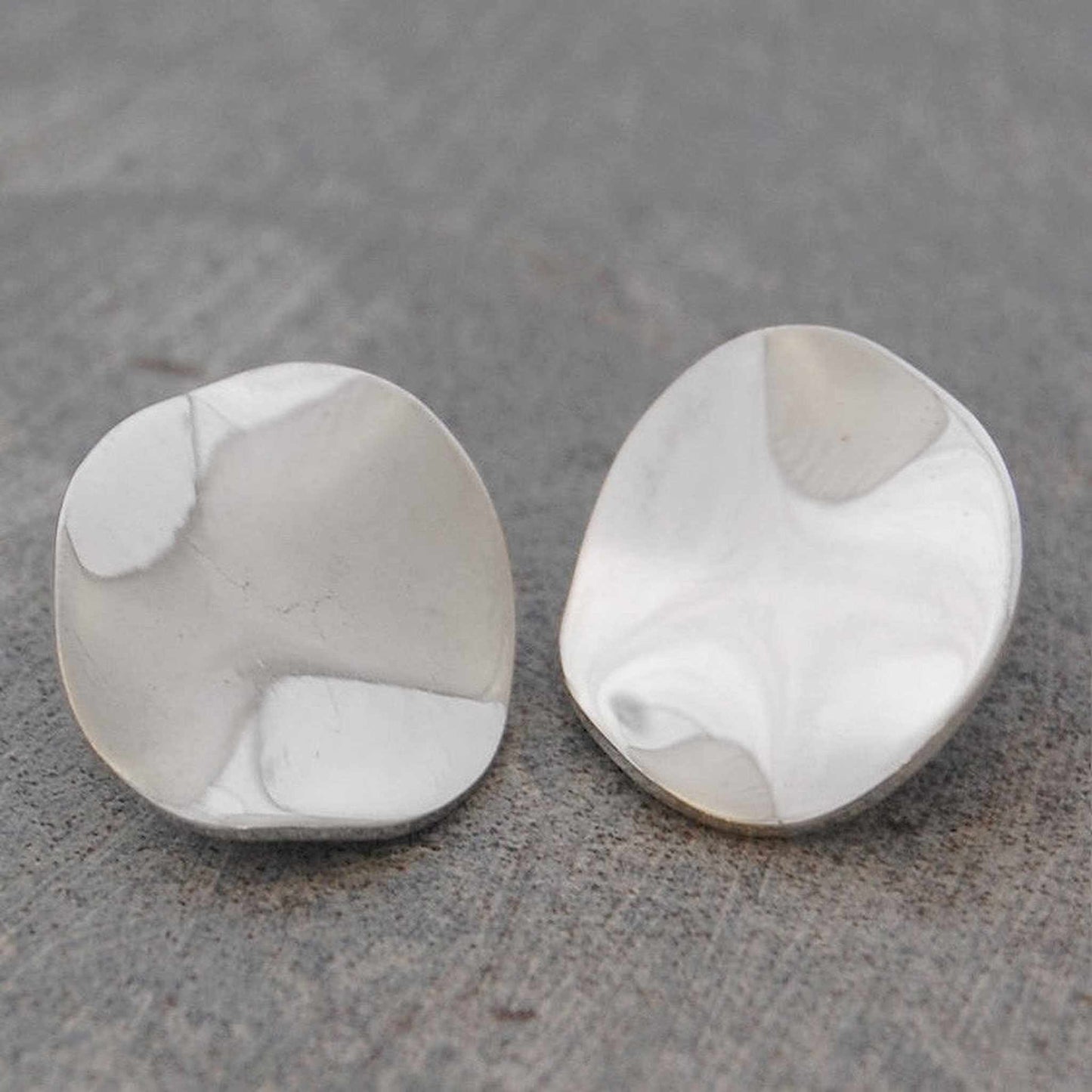 Wavy Disc Silver Clip On Stud Earrings - Otis Jaxon Silver Jewellery