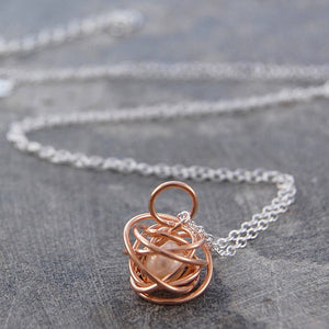 
            
                Load image into Gallery viewer, Caged Pearl Rose Gold Chain Necklace - Otis Jaxon Silver Jewellery
            
        