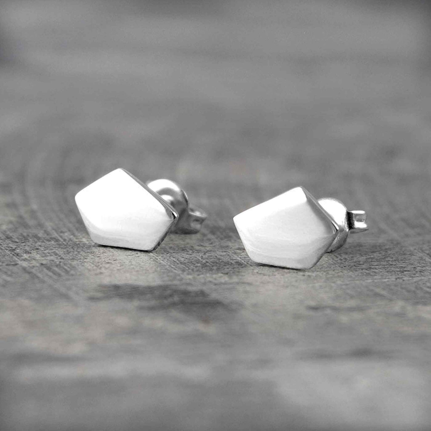 Geometric Pentagon Silver Stud Earrings - Otis Jaxon Silver Jewellery