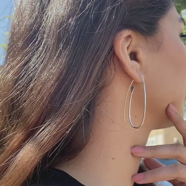 Sculptural Gold Paperclip Loop Earrings