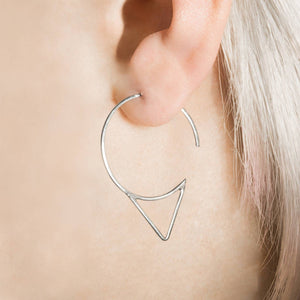 Silver Spike Wire Hoop Earrings - Otis Jaxon Silver Jewellery