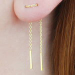 Threader Rose Gold Drop Earrings - Otis Jaxon Silver Jewellery
