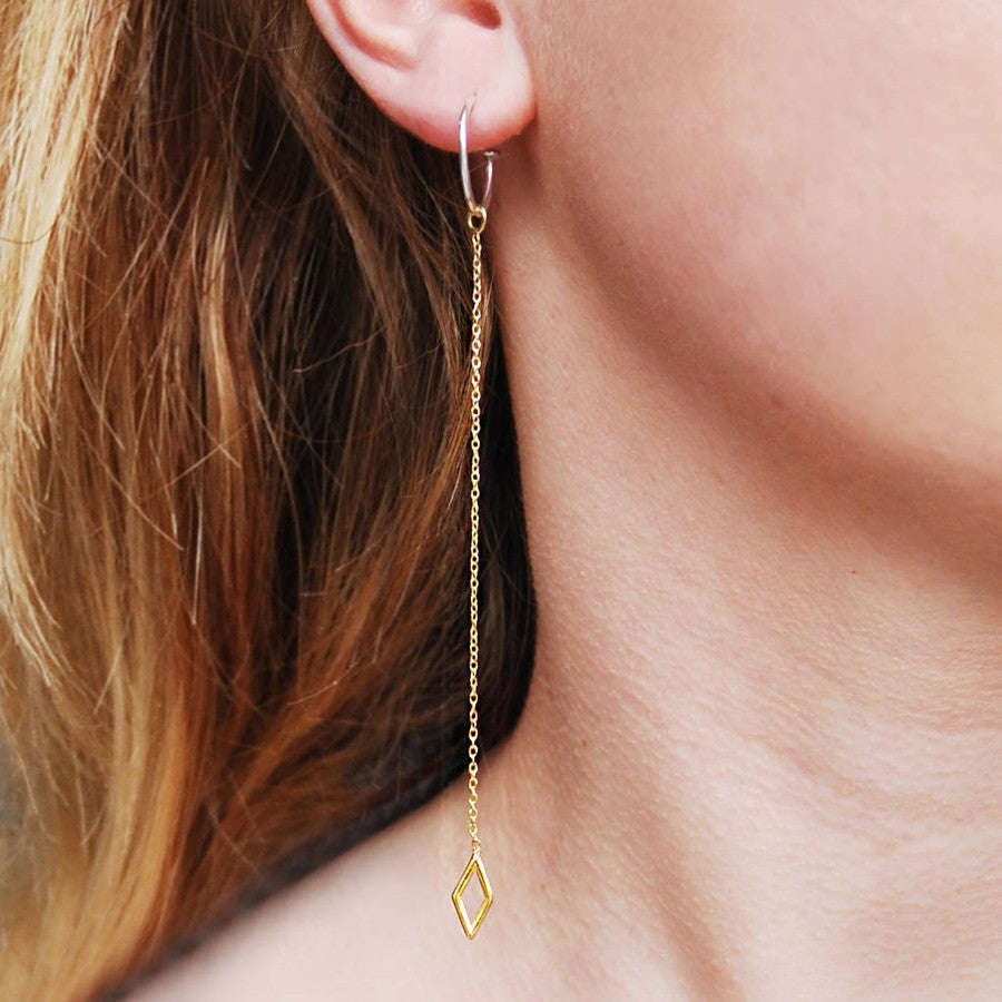 Gold Chain and Hoop Dangle Earrings - Otis Jaxon Silver Jewellery