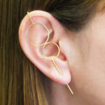 Gold Double Circle Ear Crawlers - Otis Jaxon Silver Jewellery