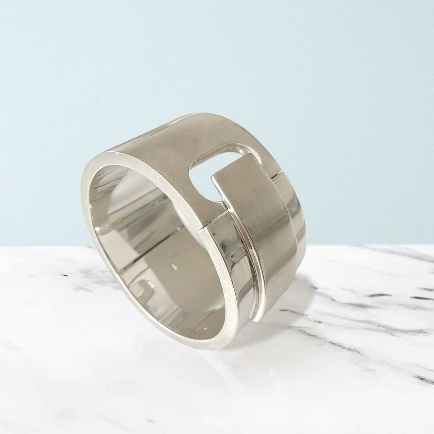 Heavy Art Deco Sterling Silver Bangle Bracelet- Otis Jaxon Silver Jewellery