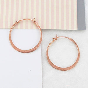 Hammered Rose Gold Small Hoop Earrings - Otis Jaxon Silver Jewellery
