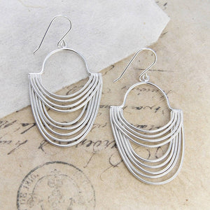 Silver Layered Chain Long Drop Earrings - Otis Jaxon Silver Jewellery