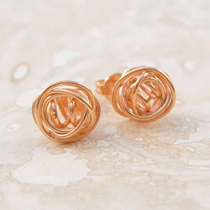 Nest Rose Gold Stud Earrings - Otis Jaxon Silver Jewellery