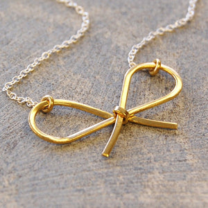 
            
                Load image into Gallery viewer, Bow Gold Sterling Silver Necklace - Otis Jaxon Silver Jewellery
            
        