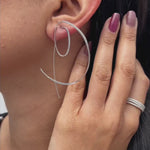 Geometric Silver Overlapping Statement Earrings