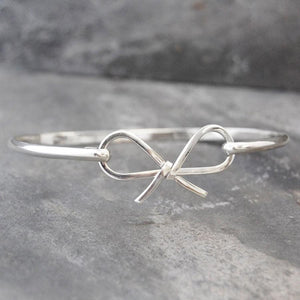 Ribbon Bow Gold and Sterling Silver Sprung Bangle - Otis Jaxon Silver Jewellery