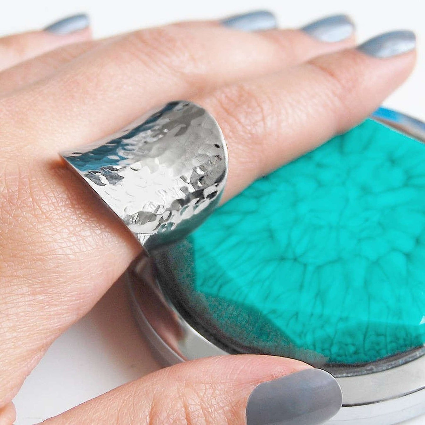 Hammered Chunky Silver Ring - Otis Jaxon Silver Jewellery