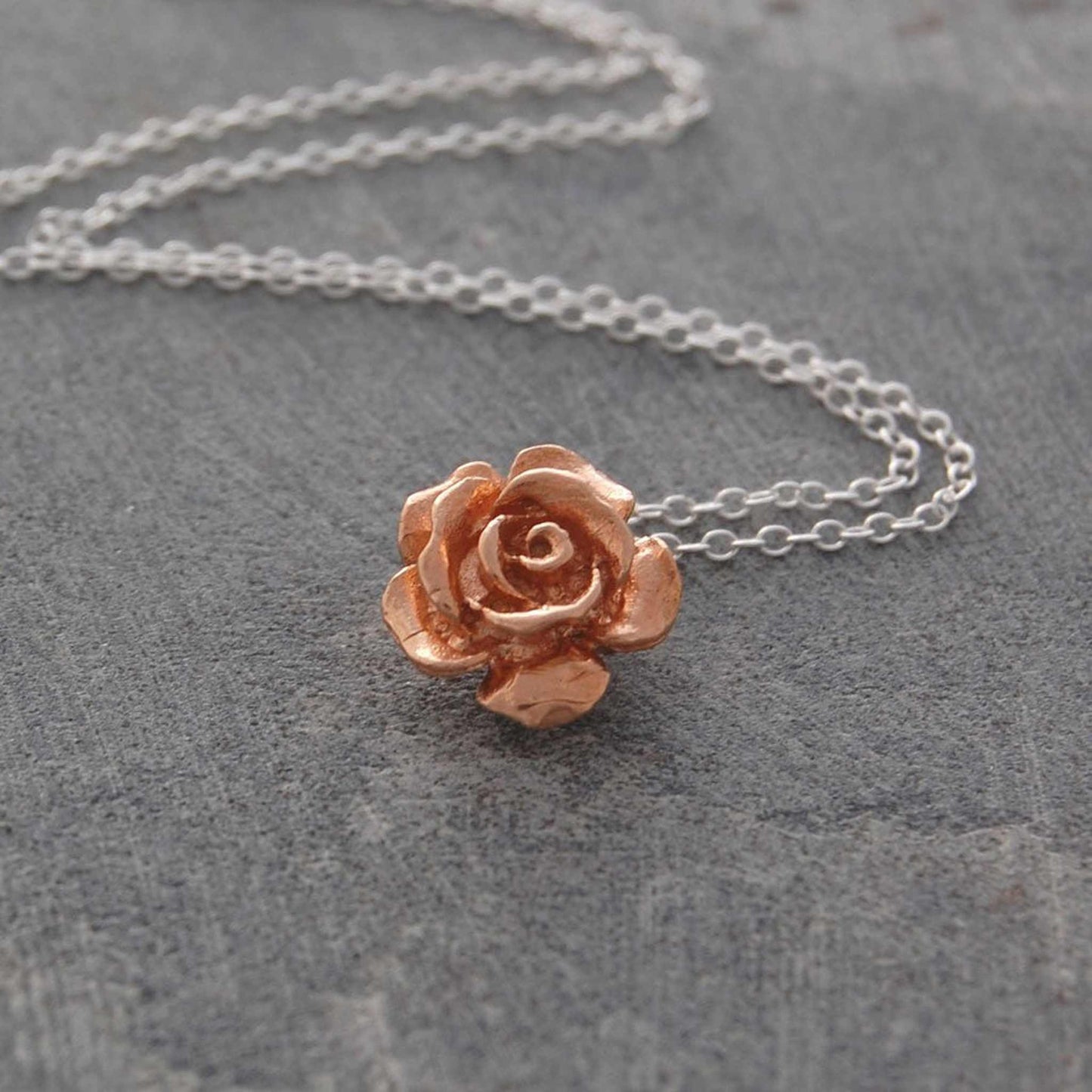 Rose Flower Silver and Rose Gold Pendant – Otis Jaxon Silver Jewellery