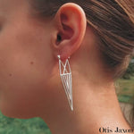 Aztec Geometric Sterling Silver Drop Earrings