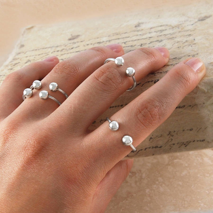 Double Ball Adjustable Silver And Gold Ring - Otis Jaxon Silver Jewellery