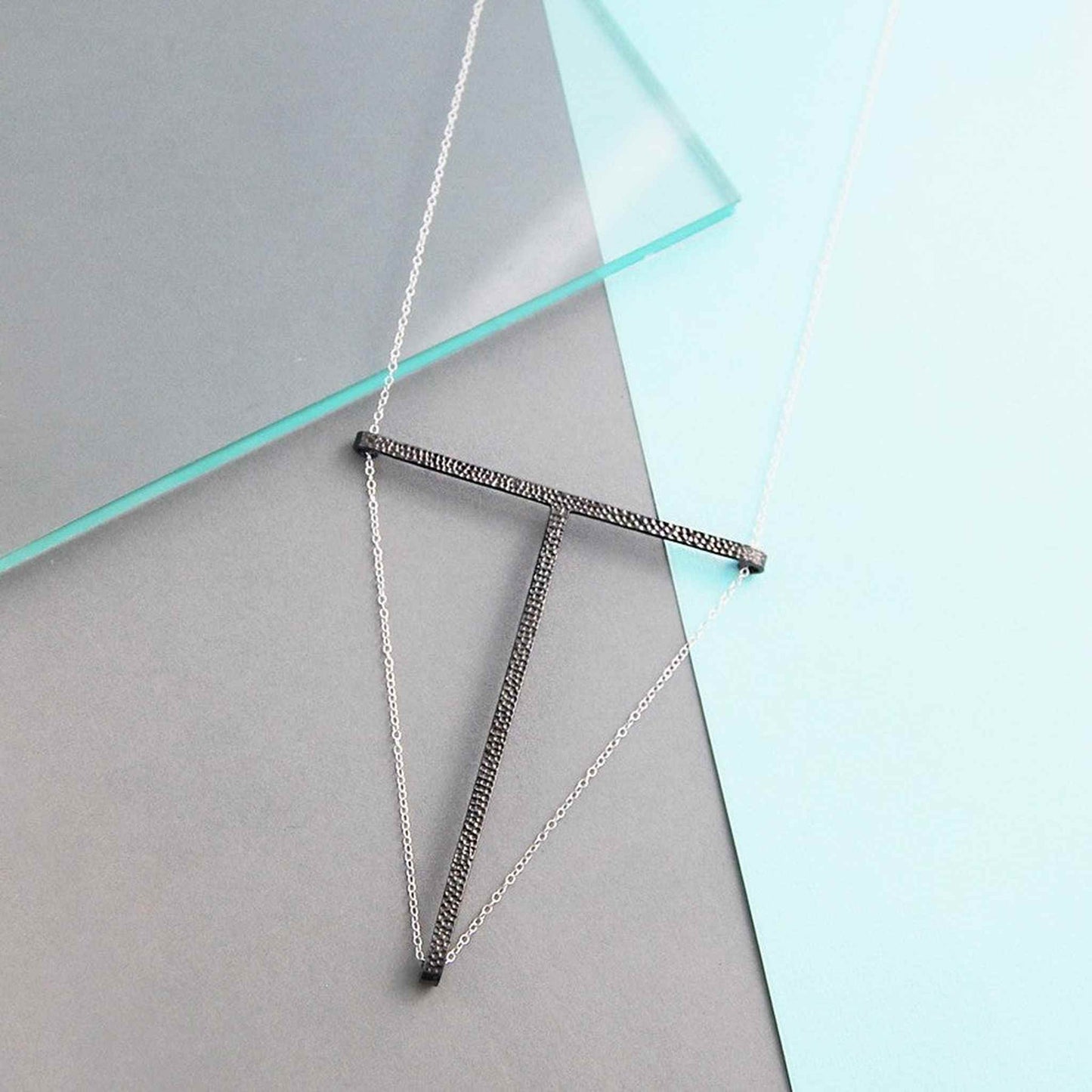 Oxidised Silver Geometric Necklace - Otis Jaxon Silver Jewellery