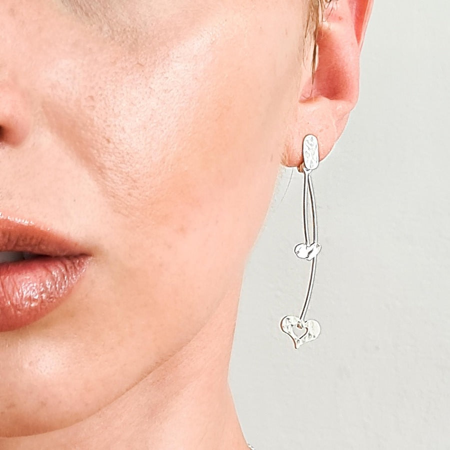Corazon Silver Heart Drop Earrings - Otis Jaxon Silver Jewellery