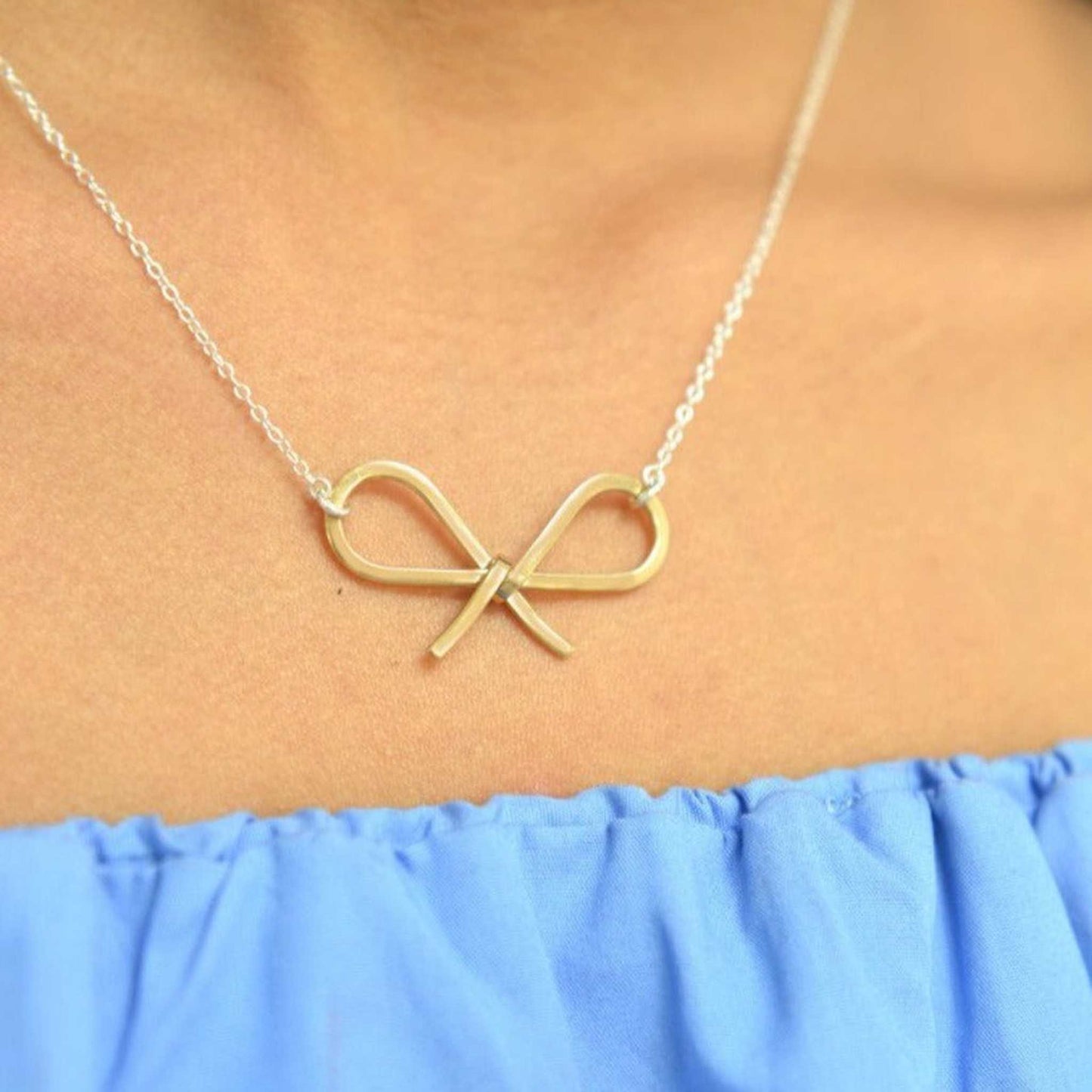 Gold Bow Necklace - Otis Jaxon Silver Jewellery