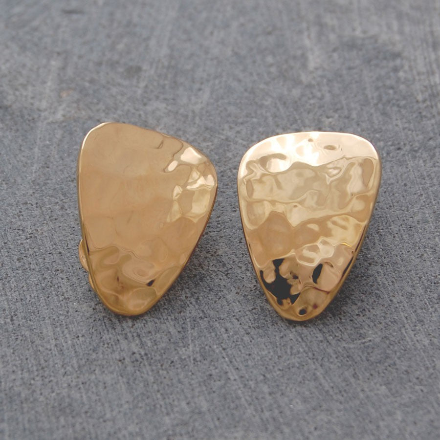 Textured Petal Gold Clip On Earrings - Otis Jaxon Silver Jewellery