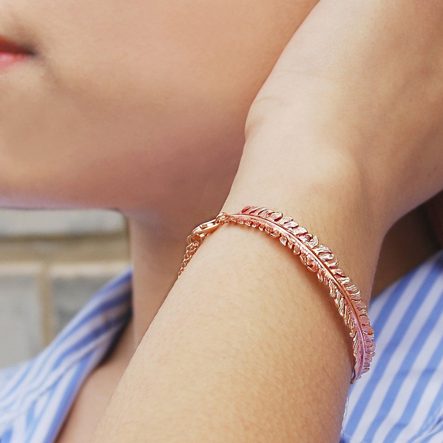 Fern Rose Gold Bracelet - Otis Jaxon Silver Jewellery