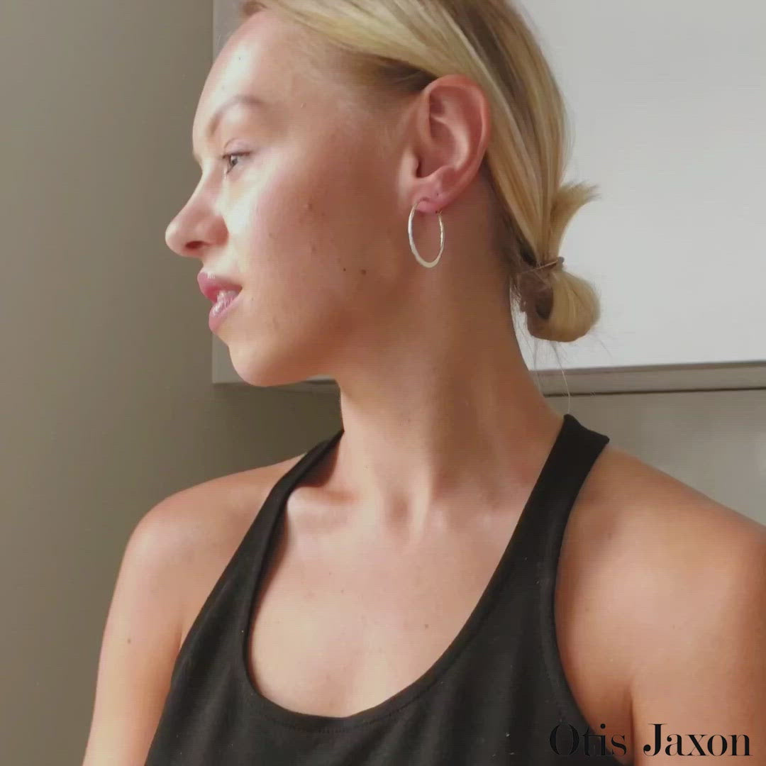 Oxidised Silver Small Hoop Earrings - Otis Jaxon Silver Jewellery