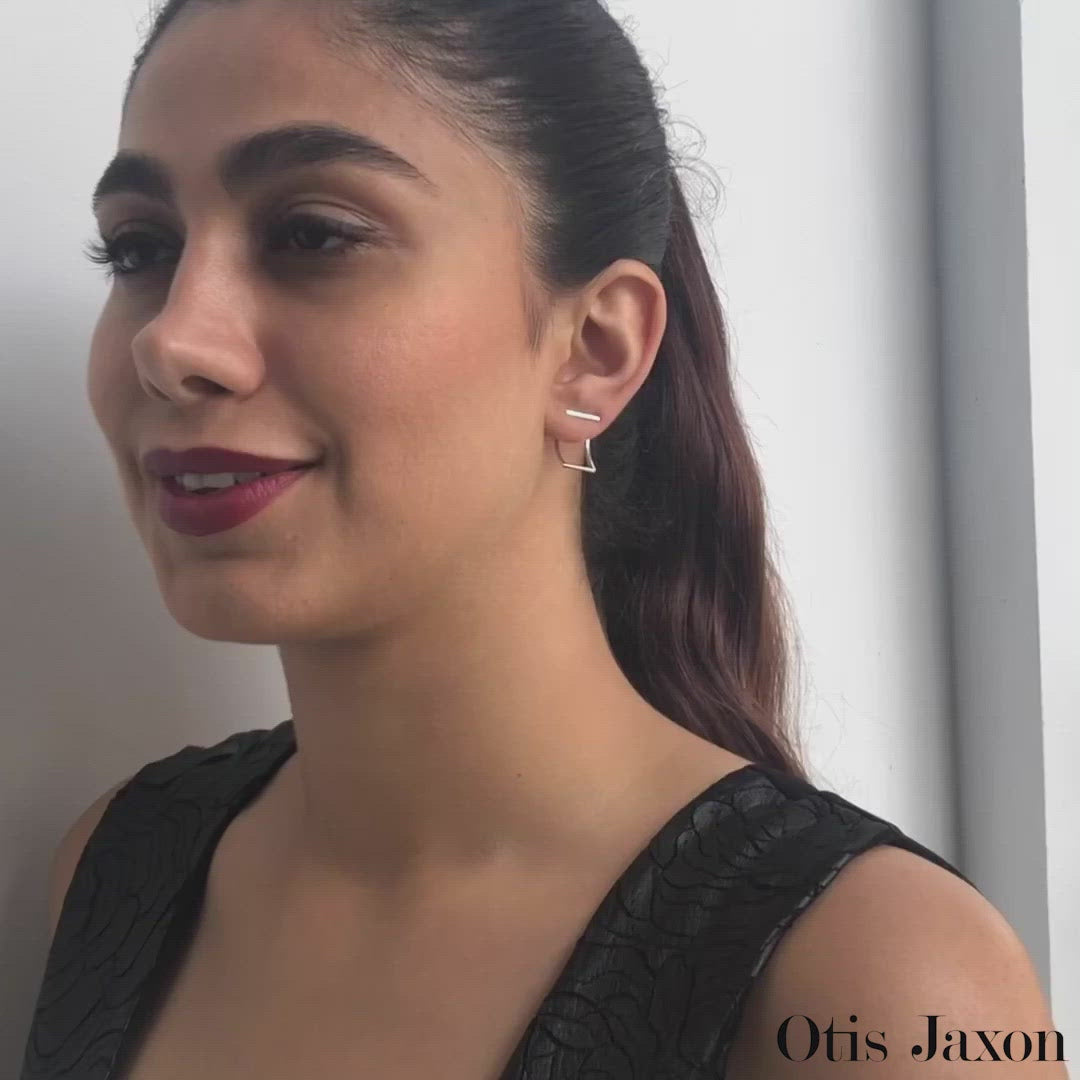 Curved Rectangle Silver Ear Jackets - Otis Jaxon Silver Jewellery