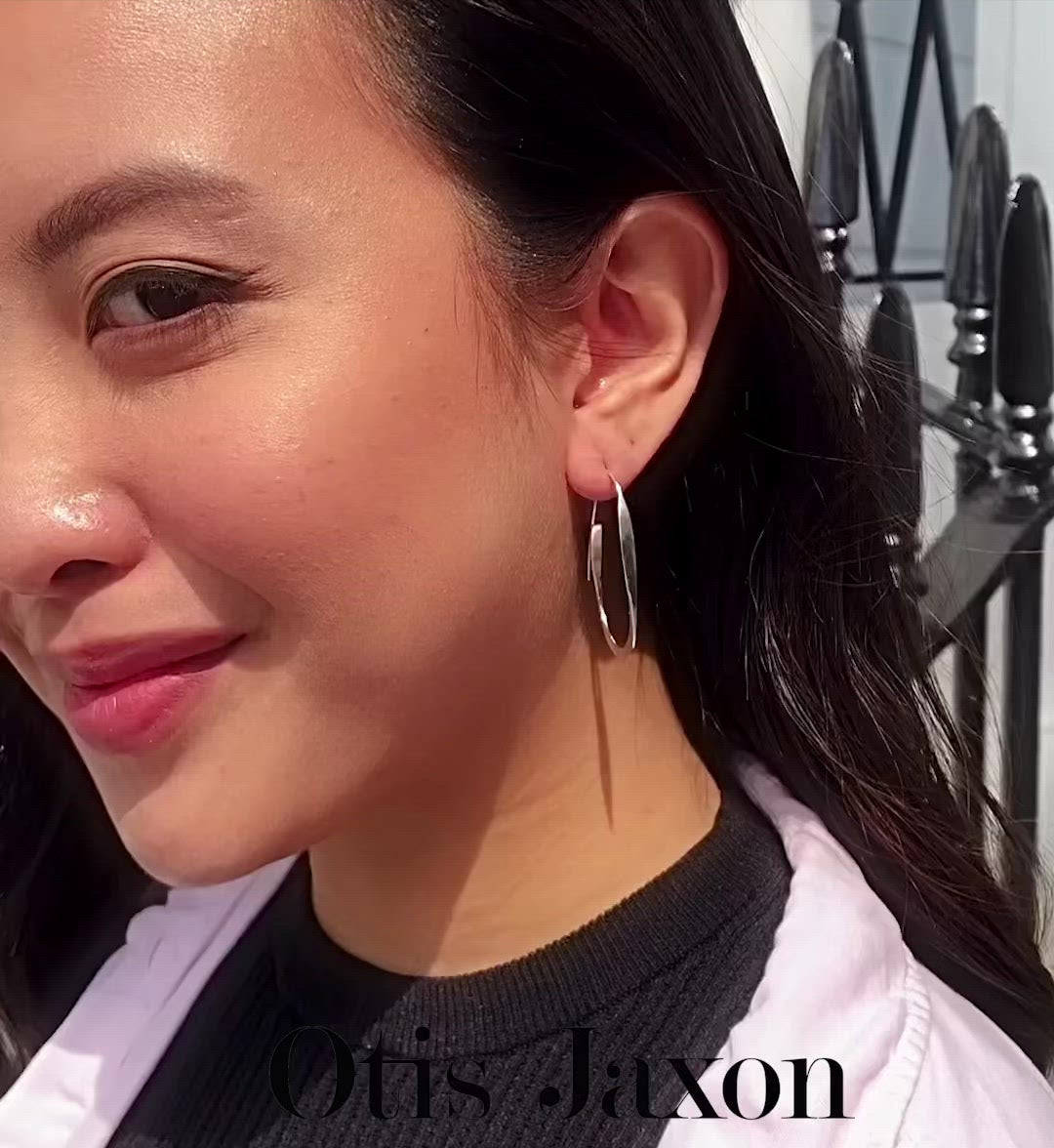 Gold Curl Drop Hoop Earrings