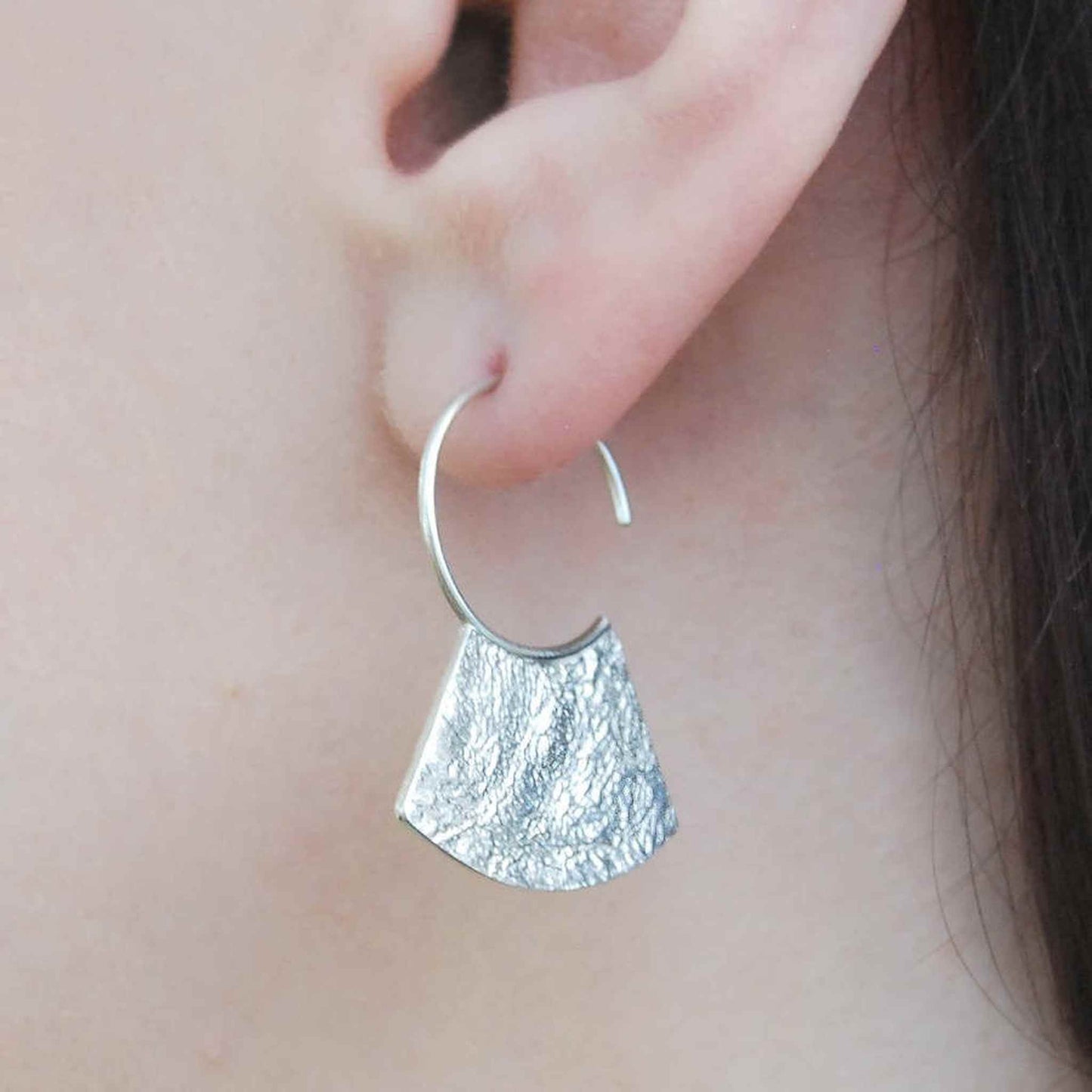 Hammered Grecian Silver Hoop Earrings - Otis Jaxon Silver Jewellery