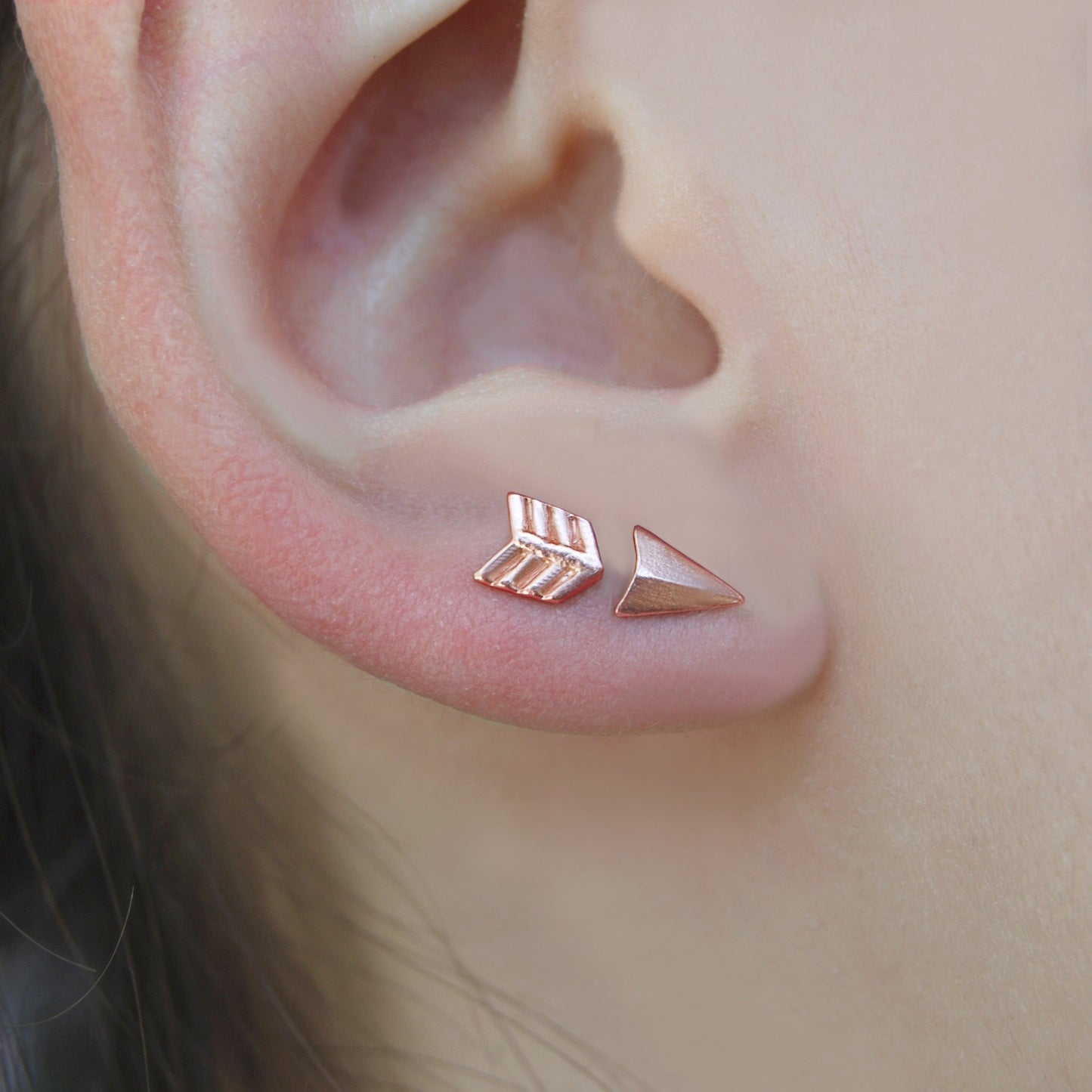 Rose Gold Arrow Stud Earrings - Otis Jaxon Silver Jewellery