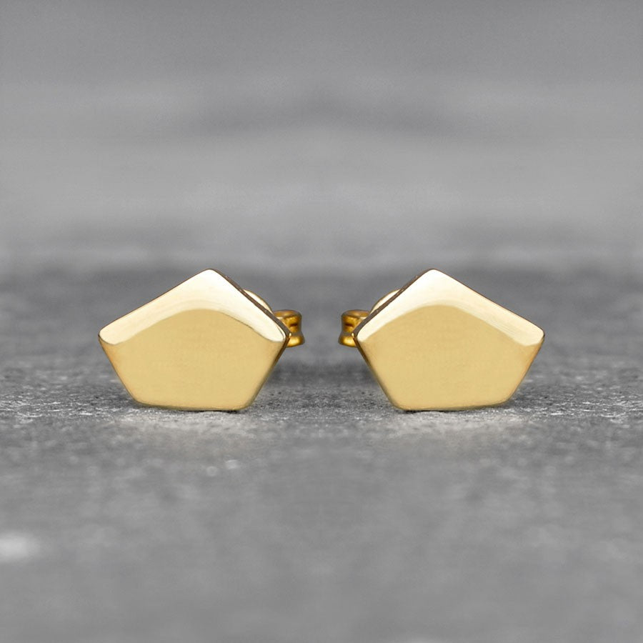 Geometric Pentagon Rose Gold Stud Earrings - Otis Jaxon Silver Jewellery
