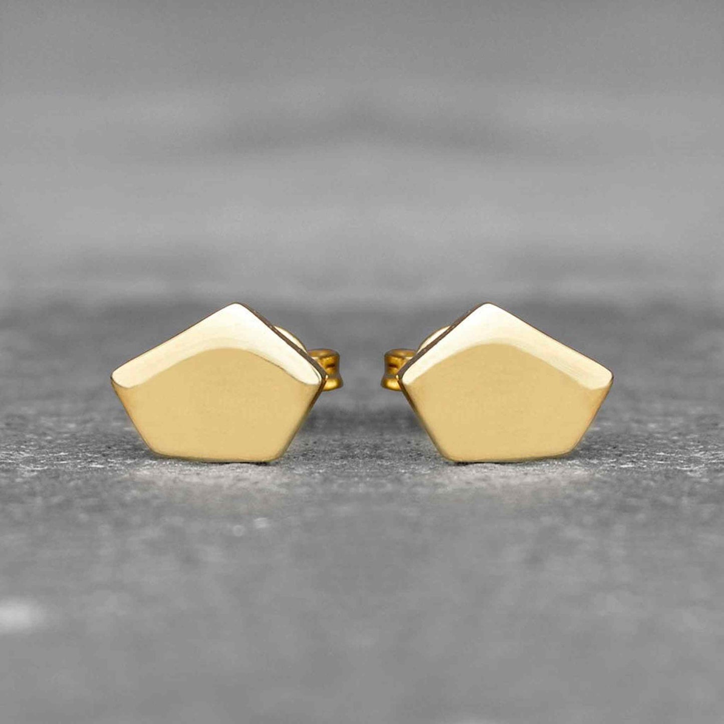 Geometric Pentagon Gold Stud Earrings - Otis Jaxon Silver Jewellery