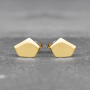 
            
                Load image into Gallery viewer, Geometric Pentagon Gold Stud Earrings - Otis Jaxon Silver Jewellery
            
        