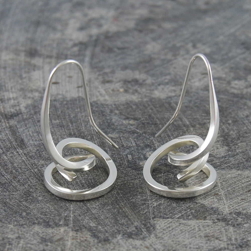 Curl Sterling Silver Spiral Drop Earrings - Otis Jaxon Silver Jewellery