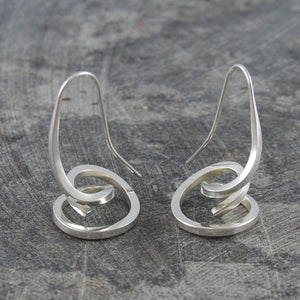 Curl Sterling Silver Spiral Drop Earrings - Otis Jaxon Silver Jewellery