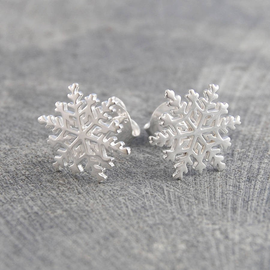 Silver Snowflake Stud Earrings - Otis Jaxon Silver Jewellery