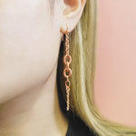 Multi Chain Rose Gold Drop Earrings - Otis Jaxon Silver Jewellery
