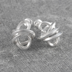 Knotted sterling silver wire stud earrings